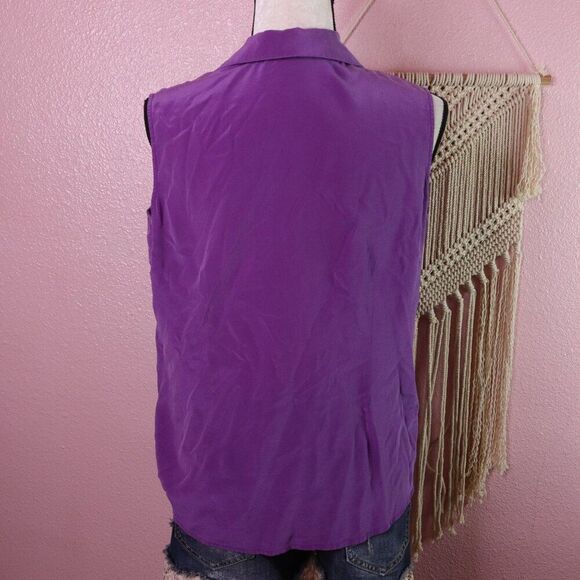 Vintage | 1990's Silk Sleeveless Blouse Medium - Picture 4 of 5